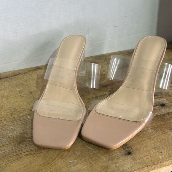 Dream Pairs Womens Clear Strap Transparent Block Heel Sandals Size 38 - Picture 2 of 8